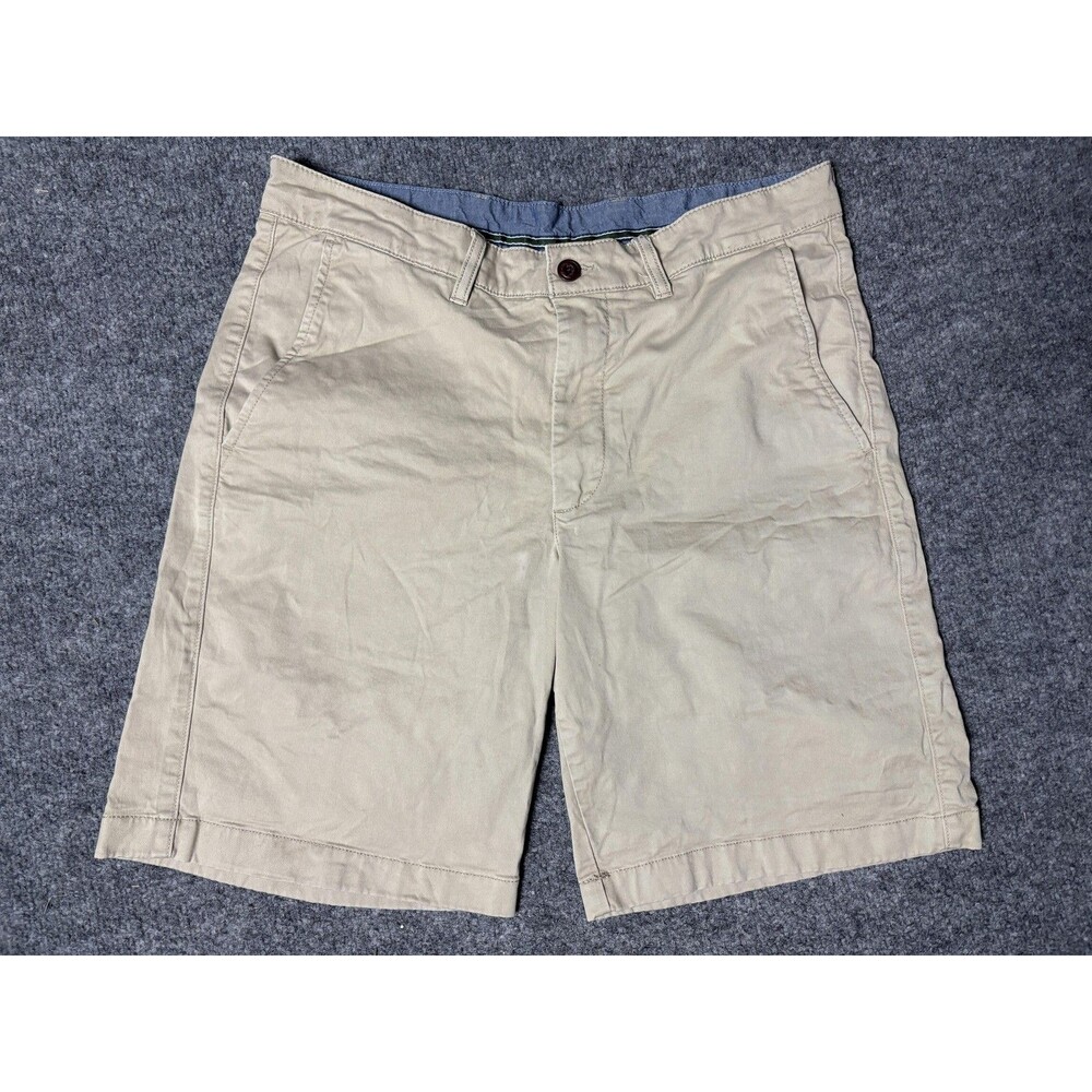 L.L. Bean Chino Shorts Mens 33 Beige Standard Fit Cotton Spandex Stretch Casual